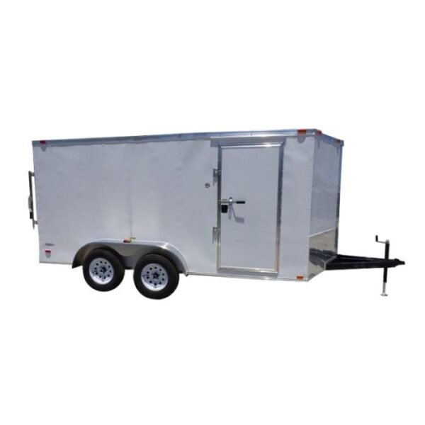 Enclosed Trailer 7'x14' White - V-Nose Lawn Mower Cargo Trailer Storage