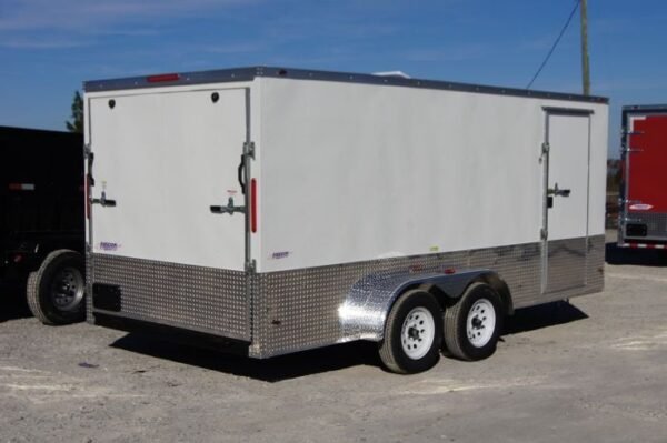 Enclosed Trailer 7'x16' White - V-Nose w/ Splash Guard Cargo Trailer Storage - Image 4