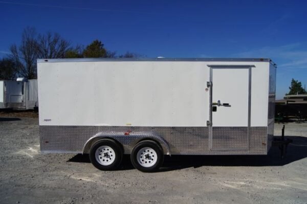 Enclosed Trailer 7'x16' White - V-Nose w/ Splash Guard Cargo Trailer Storage - Image 6