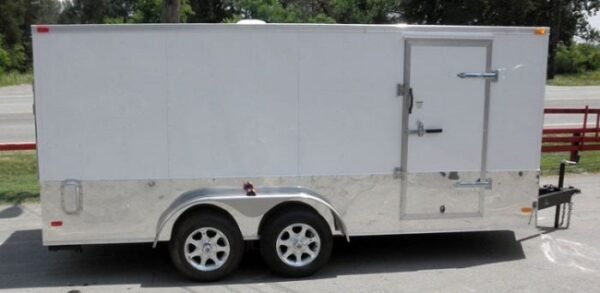 Enclosed Trailer 7'x16' - V-Nose Motorcycle Lawn Mower Storage - Image 14