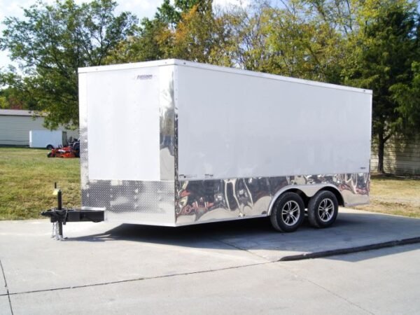 8.5x14 V-Nose Enclosed Trailer - Diamond Plate Floor Storage - Image 3