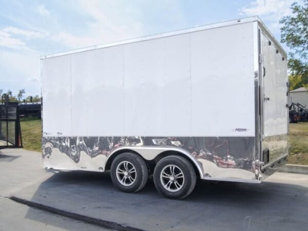 8.5x14 V-Nose Enclosed Trailer - Diamond Plate Floor Storage - Image 6