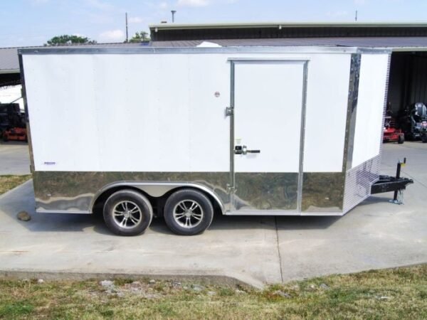 8.5x14 V-Nose Enclosed Trailer - Diamond Plate Floor Storage - Image 5