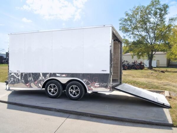 8.5x14 V-Nose Enclosed Trailer - Diamond Plate Floor Storage - Image 7