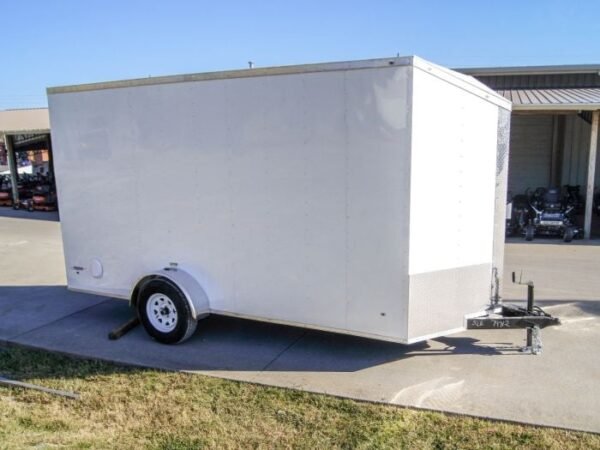 6x14 White Slant Top V-Nose Enclosed Trailer 3,500lb Axle - Image 3