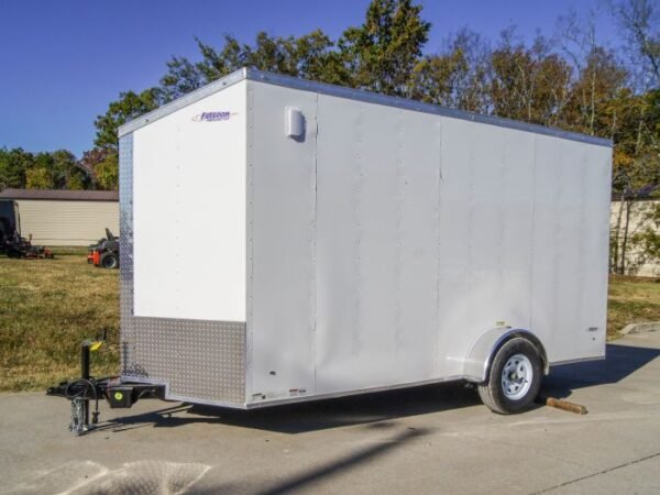 6x14 White Slant Top V-Nose Enclosed Trailer 3,500lb Axle