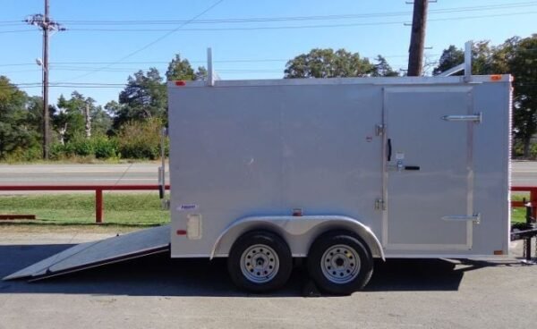 Enclosed Trailer 7'x12' Silver - ATV Cargo Construction Hauler Storage - Image 9