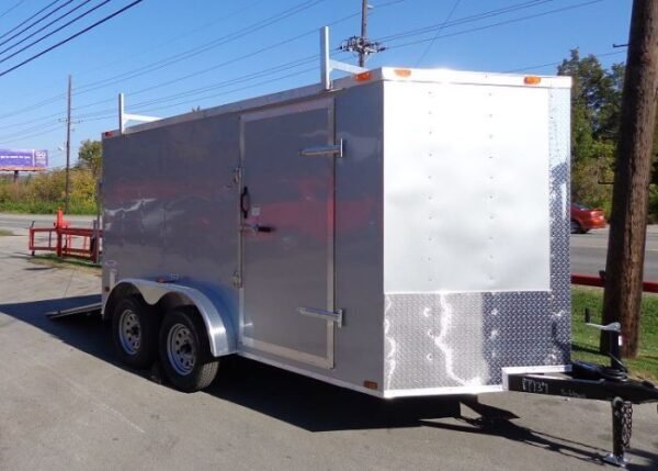 Enclosed Trailer 7'x12' Silver - ATV Cargo Construction Hauler Storage - Image 4