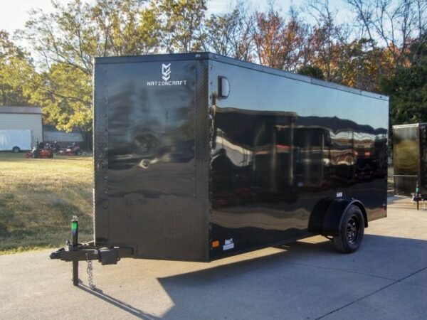 7x14 Enclosed Trailer Black V-Nose Blackout Package 3,500lb Axle Storage