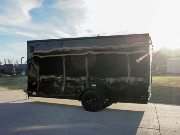 7x14 Enclosed Trailer Black V-Nose Blackout Package 3,500lb Axle Storage - Image 3