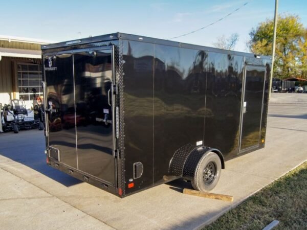 7x14 Enclosed Trailer Black V-Nose Blackout Package 3,500lb Axle Storage - Image 5