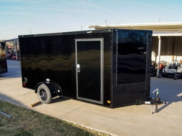 7x14 Enclosed Trailer Black V-Nose Blackout Package 3,500lb Axle Storage - Image 7