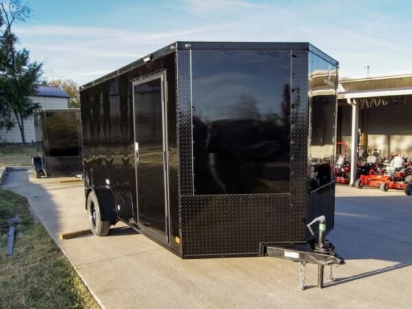 7x14 Enclosed Trailer Black V-Nose Blackout Package 3,500lb Axle Storage - Image 8