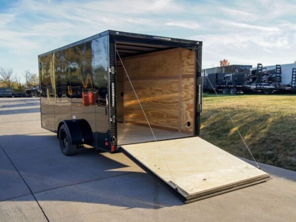 7x14 Enclosed Trailer Black V-Nose Blackout Package 3,500lb Axle Storage - Image 13