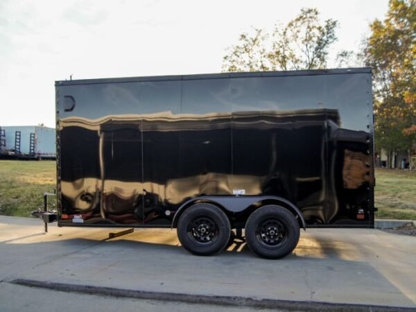 7x14 Enclosed Trailer Black V-Nose Blackout Package Storage (2) 3,500lb Axles - Image 3