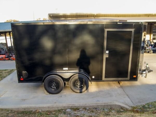 7x14 Enclosed Trailer Black V-Nose Blackout Package Storage (2) 3,500lb Axles - Image 6