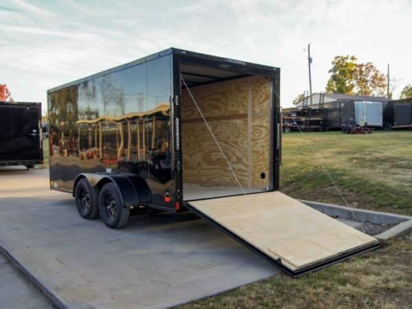 7x14 Enclosed Trailer Black V-Nose Blackout Package Storage (2) 3,500lb Axles - Image 12