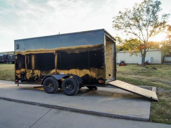 7x14 Enclosed Trailer Black V-Nose Blackout Package Storage (2) 3,500lb Axles - Image 13