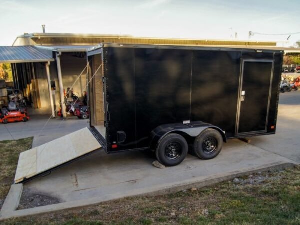 7x14 Enclosed Trailer Black V-Nose Blackout Package Storage (2) 3,500lb Axles - Image 15