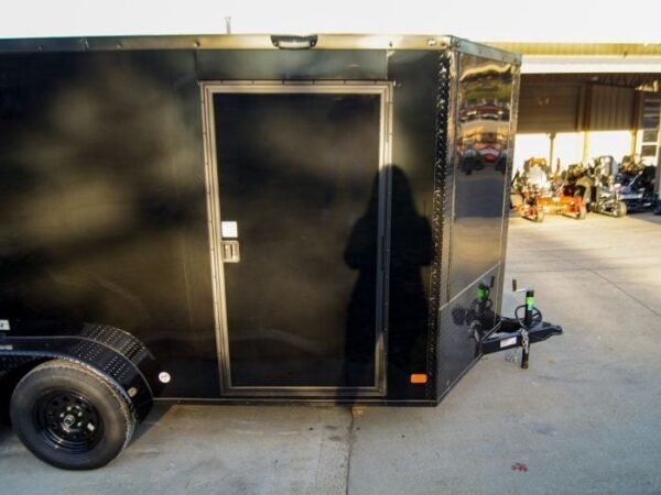 7x14 Enclosed Trailer Black V-Nose Blackout Package Storage (2) 3,500lb Axles - Image 17