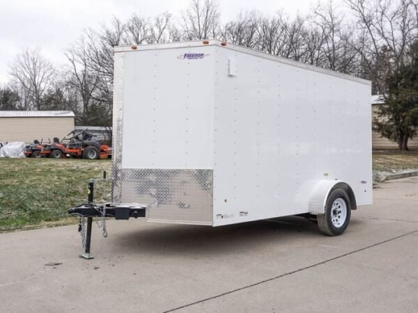 Enclosed Trailer 7x12 Single Axle 3500lbs V-Nose W/ Ramp Storage - Image 2