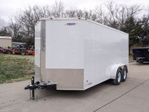 7x16 White V-Nose Enclosed Trailer Lawn Mower Cargo Trailer Storage - Image 2