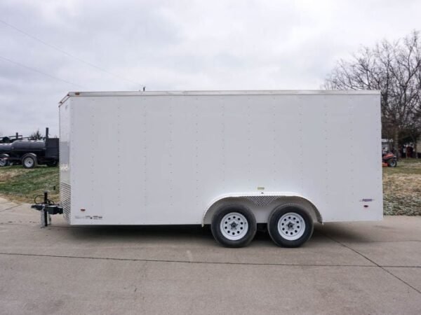 7x16 White V-Nose Enclosed Trailer Lawn Mower Cargo Trailer Storage - Image 3