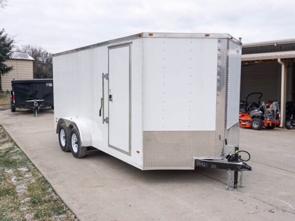 7x16 White V-Nose Enclosed Trailer Lawn Mower Cargo Trailer Storage - Image 9