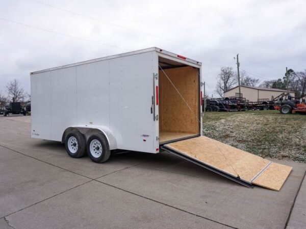 7x16 White V-Nose Enclosed Trailer Lawn Mower Cargo Trailer Storage - Image 14