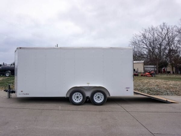 7x16 White V-Nose Enclosed Trailer Lawn Mower Cargo Trailer Storage - Image 15