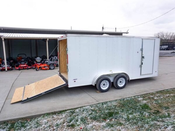 7x16 White V-Nose Enclosed Trailer Lawn Mower Cargo Trailer Storage - Image 20