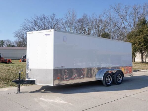 Enclosed Trailer Custom 7'x18' White Tandem Axle with Ramp and E-Tracks Storage