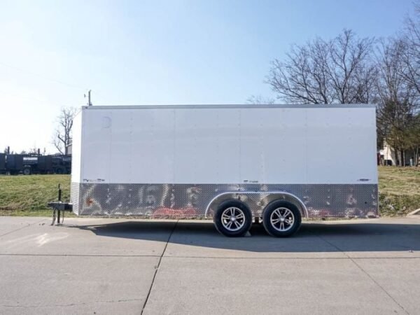 Enclosed Trailer Custom 7'x18' White Tandem Axle with Ramp and E-Tracks Storage - Image 3