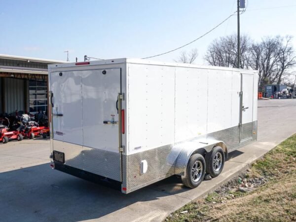 Enclosed Trailer Custom 7'x18' White Tandem Axle with Ramp and E-Tracks Storage - Image 7