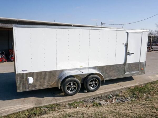 Enclosed Trailer Custom 7'x18' White Tandem Axle with Ramp and E-Tracks Storage - Image 8