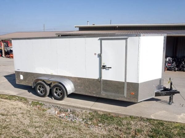 Enclosed Trailer Custom 7'x18' White Tandem Axle with Ramp and E-Tracks Storage - Image 9