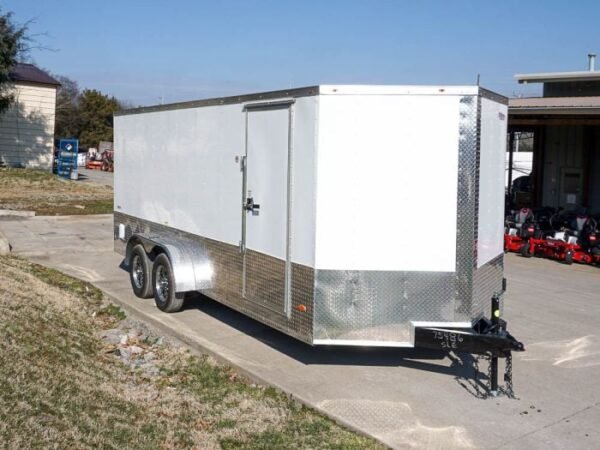 Enclosed Trailer Custom 7'x18' White Tandem Axle with Ramp and E-Tracks Storage - Image 10