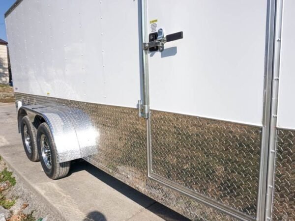 Enclosed Trailer Custom 7'x18' White Tandem Axle with Ramp and E-Tracks Storage - Image 16