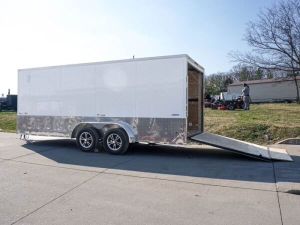 Enclosed Trailer Custom 7'x18' White Tandem Axle with Ramp and E-Tracks Storage - Image 12