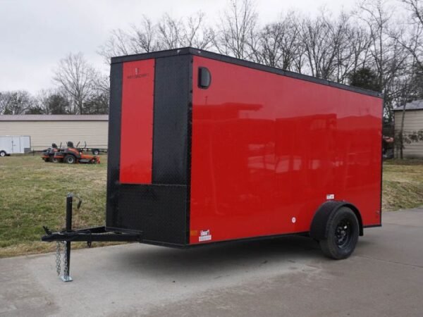 6x12 Enclosed Trailer Red V-Nose Blackout Package 3,500lb Axle Storage - Image 3