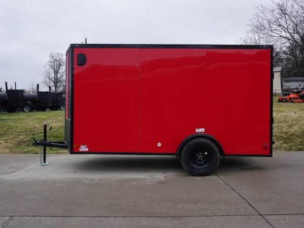 6x12 Enclosed Trailer Red V-Nose Blackout Package 3,500lb Axle Storage - Image 4