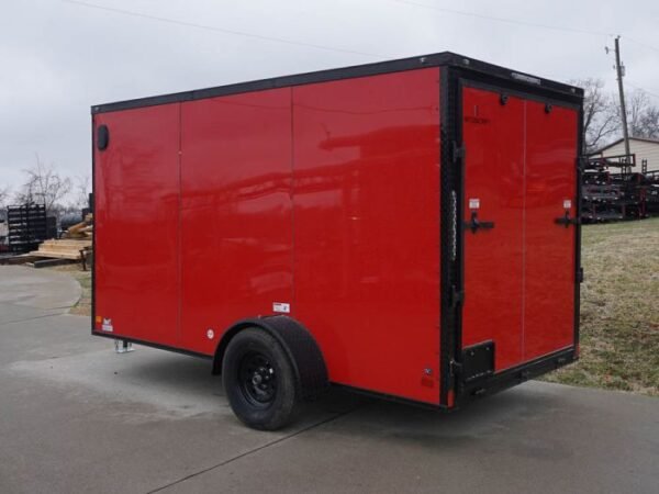 6x12 Enclosed Trailer Red V-Nose Blackout Package 3,500lb Axle Storage - Image 5