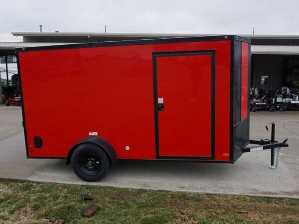 6x12 Enclosed Trailer Red V-Nose Blackout Package 3,500lb Axle Storage - Image 7