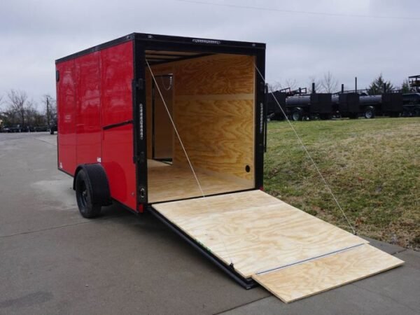 6x12 Enclosed Trailer Red V-Nose Blackout Package 3,500lb Axle Storage - Image 14