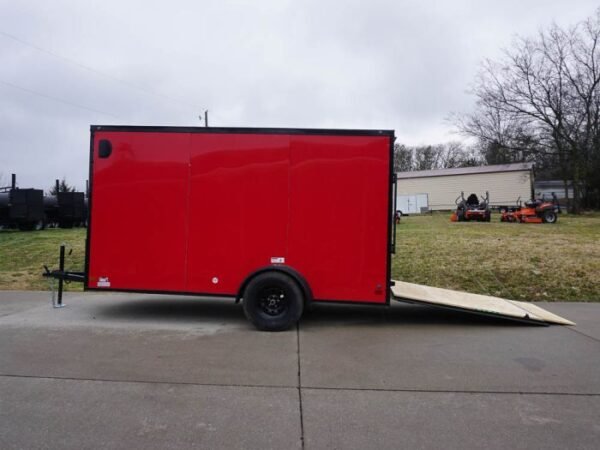 6x12 Enclosed Trailer Red V-Nose Blackout Package 3,500lb Axle Storage - Image 15