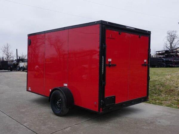 7x12 Enclosed Trailer Red V-Nose Blackout Package 3,500lb Axle Storage - Image 4