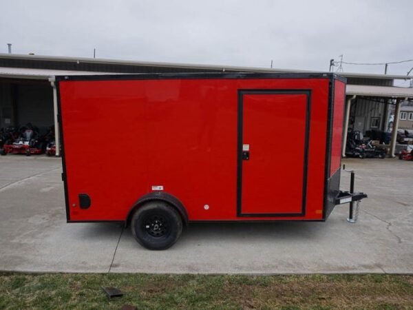 7x12 Enclosed Trailer Red V-Nose Blackout Package 3,500lb Axle Storage - Image 6