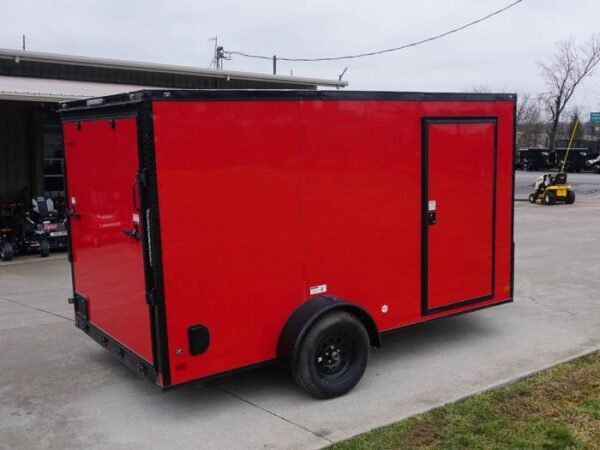 7x12 Enclosed Trailer Red V-Nose Blackout Package 3,500lb Axle Storage - Image 7