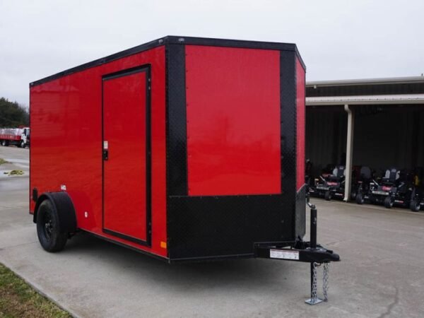 7x12 Enclosed Trailer Red V-Nose Blackout Package 3,500lb Axle Storage - Image 8