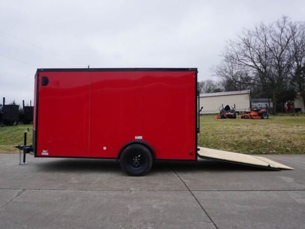 7x12 Enclosed Trailer Red V-Nose Blackout Package 3,500lb Axle Storage - Image 14